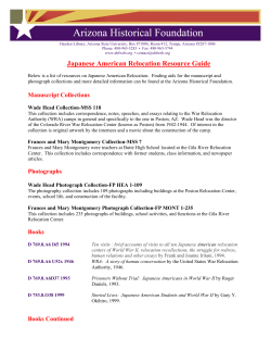 Japanese Relocation Subject Guide
