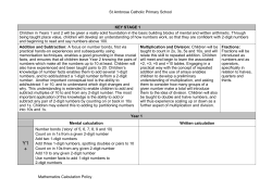 St Ambrose Catholic Primary School Mathematics Calculation Policy