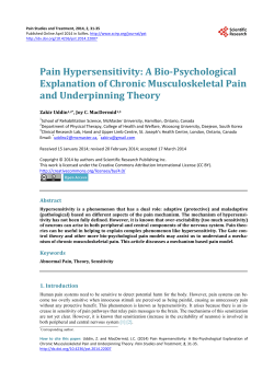 Pain Hypersensitivity: A Bio-Psychological Explanation of Chronic