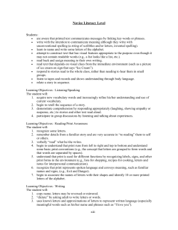 Novice Listening/Speaking