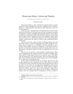 Democratic Honor: Liberal and Populist