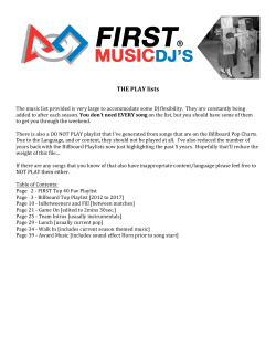 2017 FIRST Music PLAY list &ndash; [as of Jan 18]