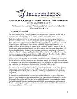 English Faculty Response to Gen. Ed. Learning Outcomes Course