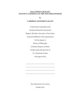 HALLOWED GROUND: DANTE`S COMMEDIA IN THE NEW