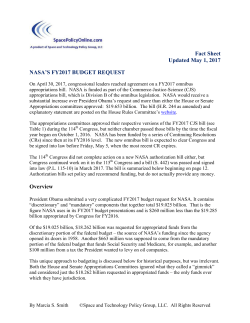 Fact Sheet Updated May 1, 2017 NASA`S FY2017 BUDGET