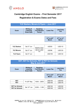Cambridge English Exams – First Semester 2017 Registration
