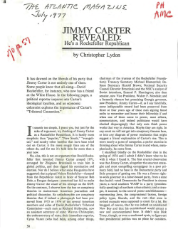 Jimmy Carter revealed: He`s a Rockefeller Republican by