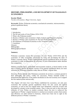 history, philosophy, and development of walrasian