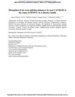 Disruption of an exon splicing enhancer in exon 3 of MLH1 is the