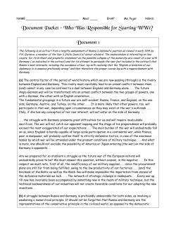 Document Packet &ndash; Who Was Responsible for Starting WW1?
