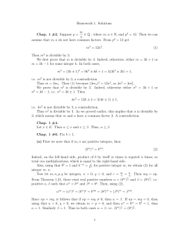 Homework 1. Solutions. Chap. 1 #2. Suppose p = m n &isin; Q , where