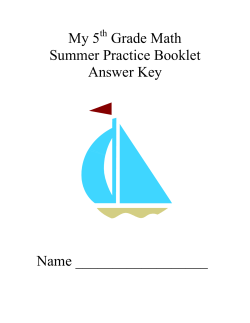 My 5 Grade Math Summer Practice Booklet Answer Key Name