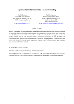 Experiments on Monetary Policy and Central Banking