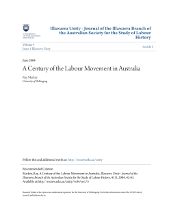 A Century of the Labour Movement in Australia