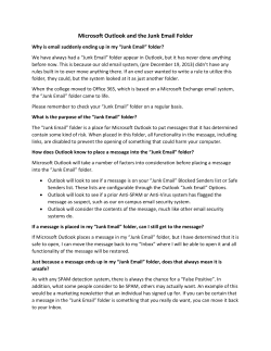 Microsoft Outlook and the Junk Email Folder