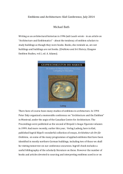 Emblems and Architecture: Kiel Conference, July 2014