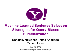 Machine Learned Sentence Selection Strategies for Query