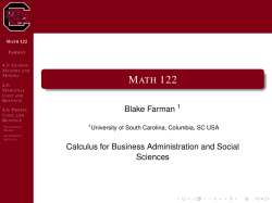 Math 122 - University of South Carolina