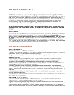 Applicant Criteria - Real Property Associates Inc.