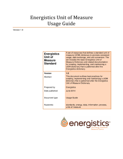 Energistics Unit of Measure Usage Guide V1.0
