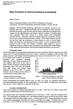 New frontiers in thermal plasma processing