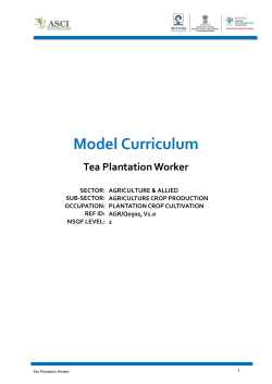 Model Curriculum - Tea Plantation Worker