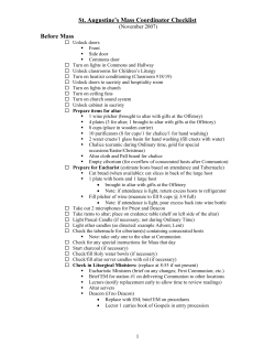 St. Augustine`s Mass Coordinator Checklist Before Mass