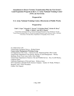 Amendment to Desert Tortoise Translocation Plan for Fort Irwin`s