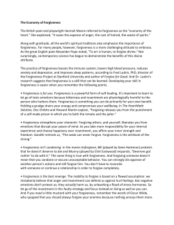 The Economy of Forgiveness The British poet and playwright