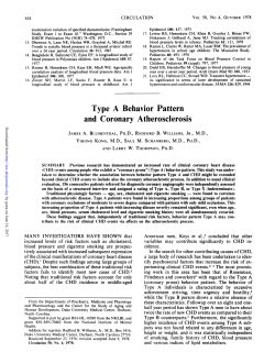 Type A Behavior Pattern and Coronary Atherosclerosis