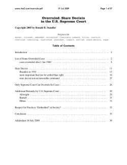 Overruled: Stare Decisis in the US Supreme Court
