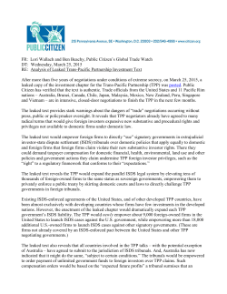 Analysis of Leaked Trans-Pacific Partnership