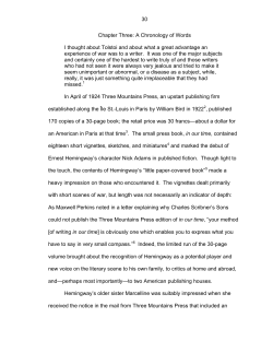 30 Chapter Three: A Chronology of Words I thought about Tolstoi