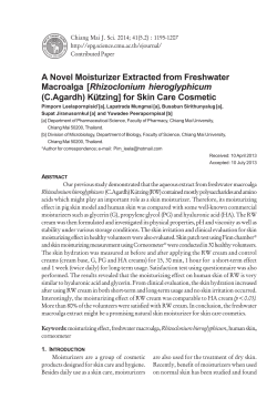A Novel Moisturizer Extracted from Freshwater Macroalga