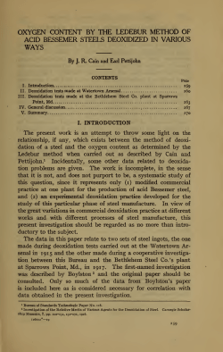 Oxygen content by the ledebur method of acid bessemer steels