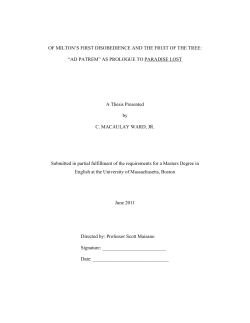Of Milton`s First Disobedience and the Fruit of the Tree
