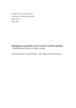 Management of product costs in research and development