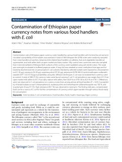 Contamination of Ethiopian paper currency notes from various food