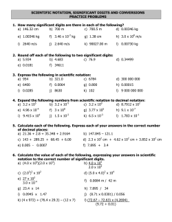 Scientific Notation and Significant Digits Worksheet