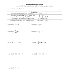 Properties of Real Numbers Properties 1. Commutative property of