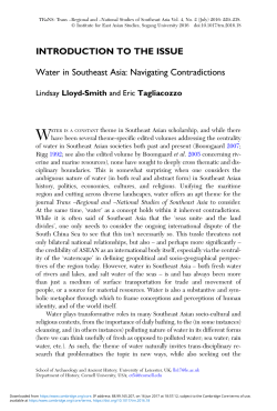 INTRODUCTION TO THE ISSUE Water in Southeast Asia