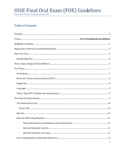 OISE Final Oral Exam (FOE) Guidelines