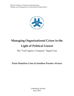 Managing Organizational Crises in the Light of Political Unrest