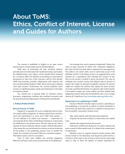 About ToMS: Ethics, Conflict of Interest, License and Guides for