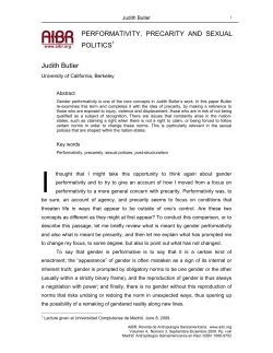 Judith Butler, &ldquo;Performativity, Precarity and Sexual Politics,&rdquo;
