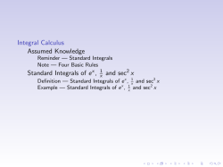 Integral Calculus Assumed Knowledge Standard