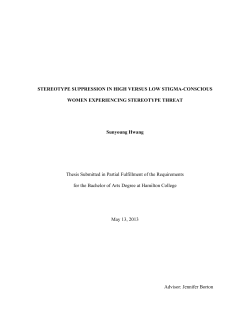 Stereotype Suppression In High Versus Low Stigma