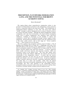 PREEMPTION, PATCHWORK IMMIGRATION LAWS, AND THE