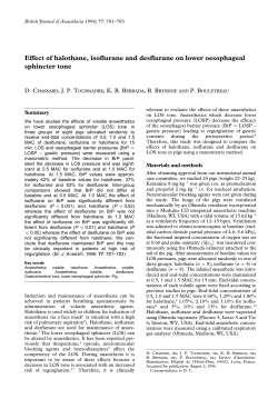 Effect of halothane, isoflurane and desflurane on lower oesophageal