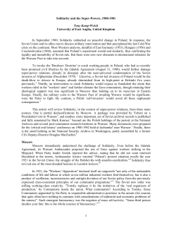 Solidarity and the Super-Powers, 1980-1981 Tony Kemp